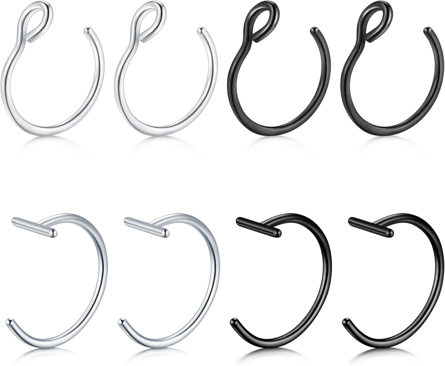 QWALIT Fake Lip Piercing Fake Lip Ring Fake Nose Ring Fake Snake Bites Fake Nose Piercing Faux Lip Rings Fake Snake Bite Piercing Clip Lip Ring Ear Cuff Earrings