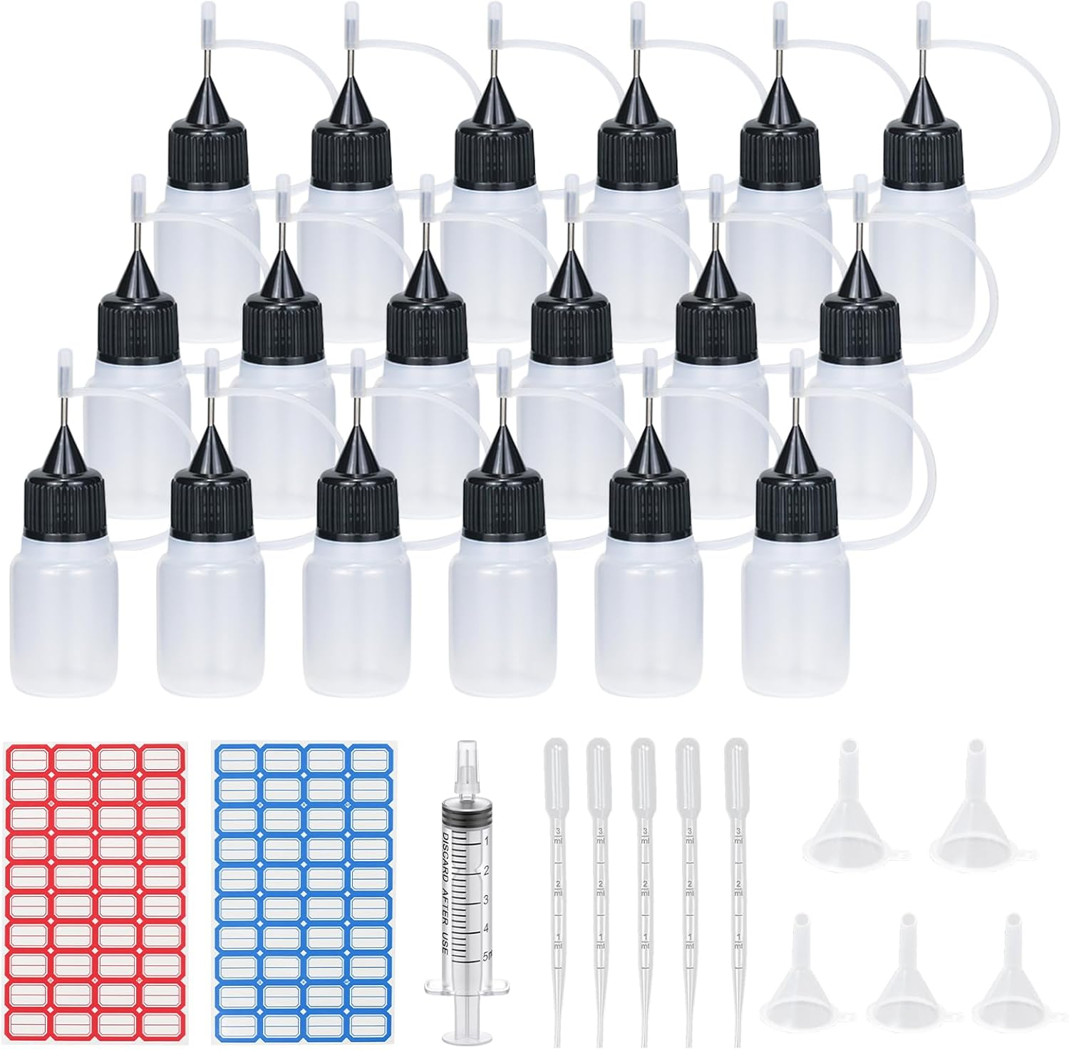 Pack of 18 Precision Tip Applicator Bottles Transparent Glue Bottles Dropper Bottles for Liquids Plastic for DIY Quilling Crafts, Acrylic Painting (5 Ml X 18) image number 3