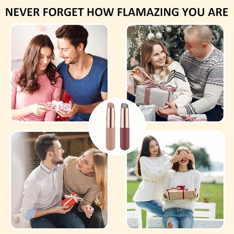 2 Pcs Silicone Lip Brush round Head Applicator - Reusable Nail Chrome and Concealer Makeup Brushes