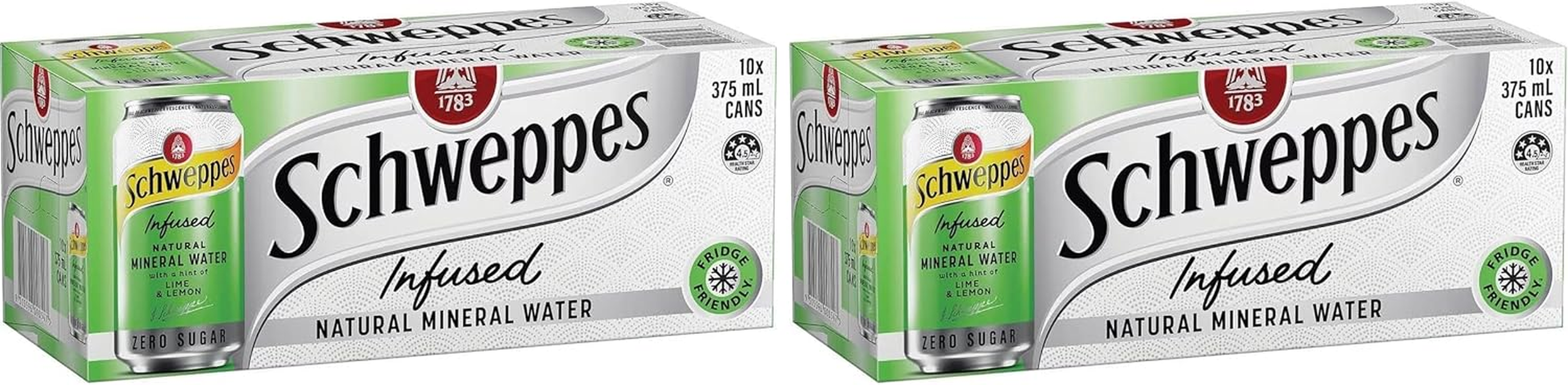 Schweppes Zero Sugar Lime & Lemon Infused Natural Mineral Sparkling Water 375 Ml (Pack of 10)