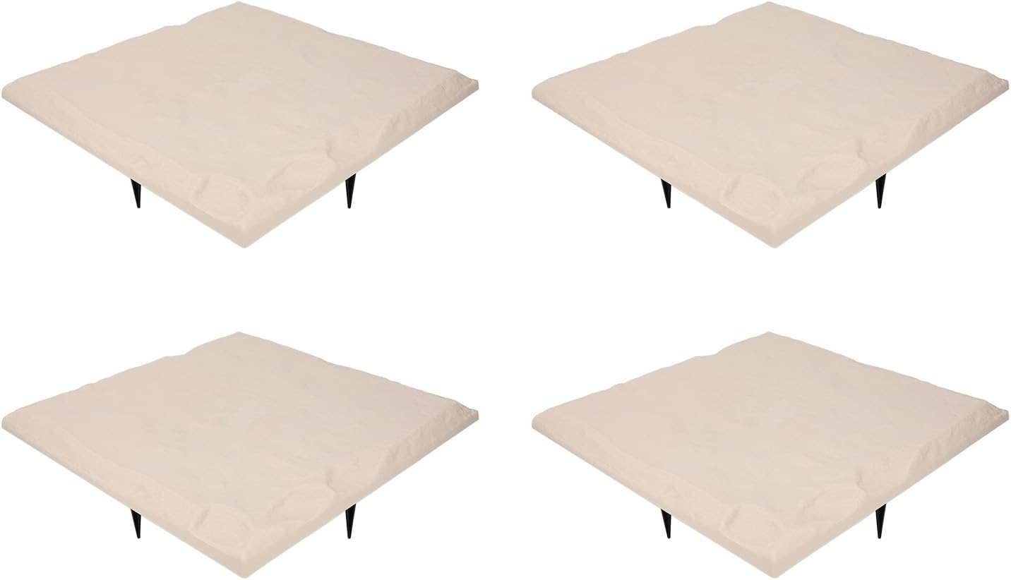Bewinner Garden Stepping Stones Outdoor with Ground Stakes, Polypropylene Resin Weatherproof Decorative Stepping Stones Outdoor for Lawn (Quadrate) - Beige image number 2