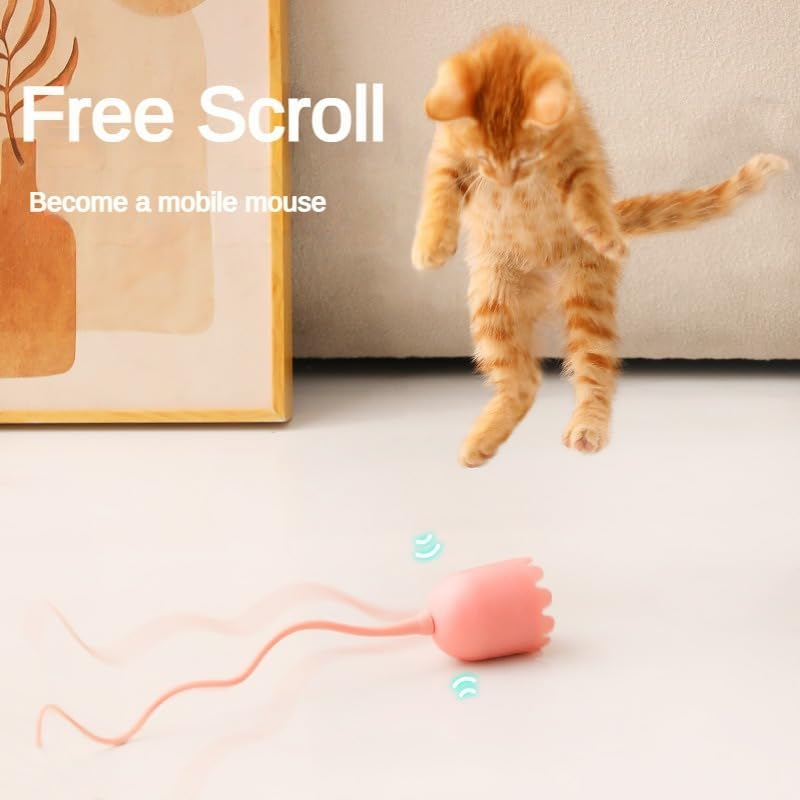 Rechargeable Motion Activated Interactive Cat Toys, Long Lifetime Motor, Simulates Rat'S Tail, for Indoor Cat Exercise image number 2