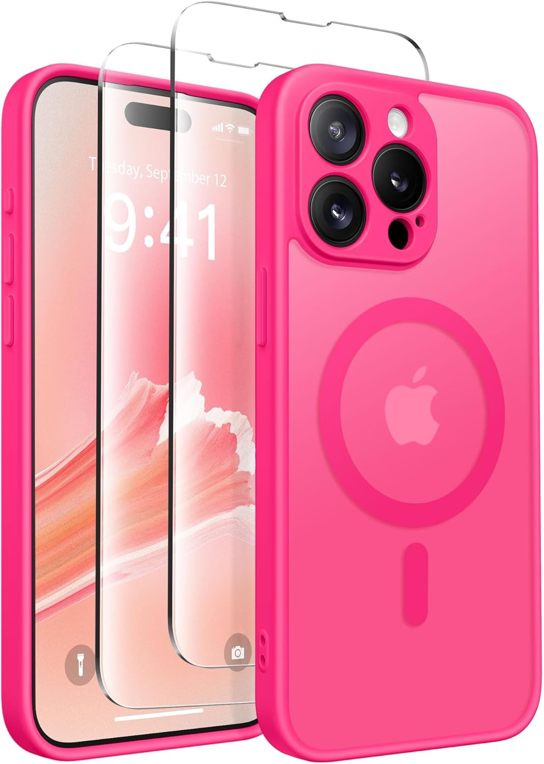 CAPRARO Magnetic for Iphone 15 Pro Max Case, [Compatible with Magsafe] [Full Camera Protection] [14FT Drop Protection] Shockproof Protective Slim Translucent Phone Case, Klein Blue