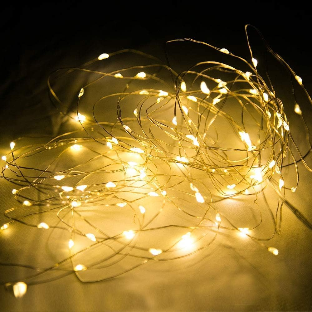 Fairy String Lights, 33Ft 100 LED Battery Operated Fairy Lights Copper Wire Twinkle Lights Mason Jar Lights, Waterproof Starry Firefly Lights for Party Wedding Christmas Decor
