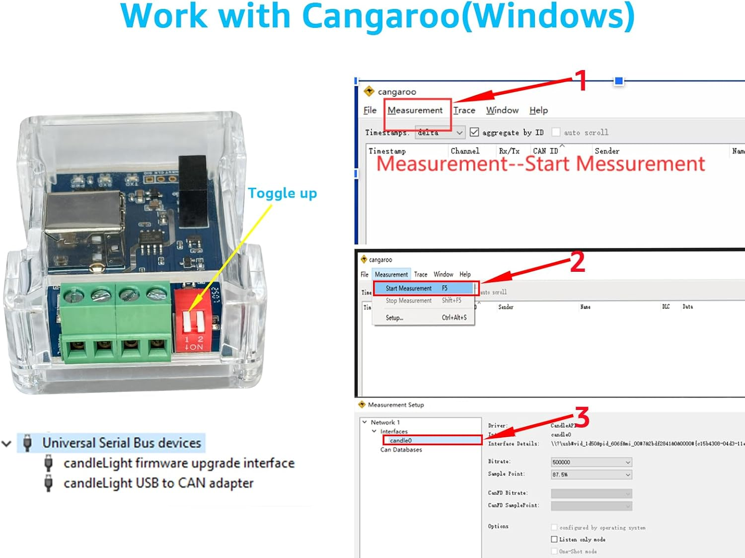DSD TECH SH-C31G Isolated USB to CAN Adapter with FD Support Based on Canable 2.0 Pro image number 5