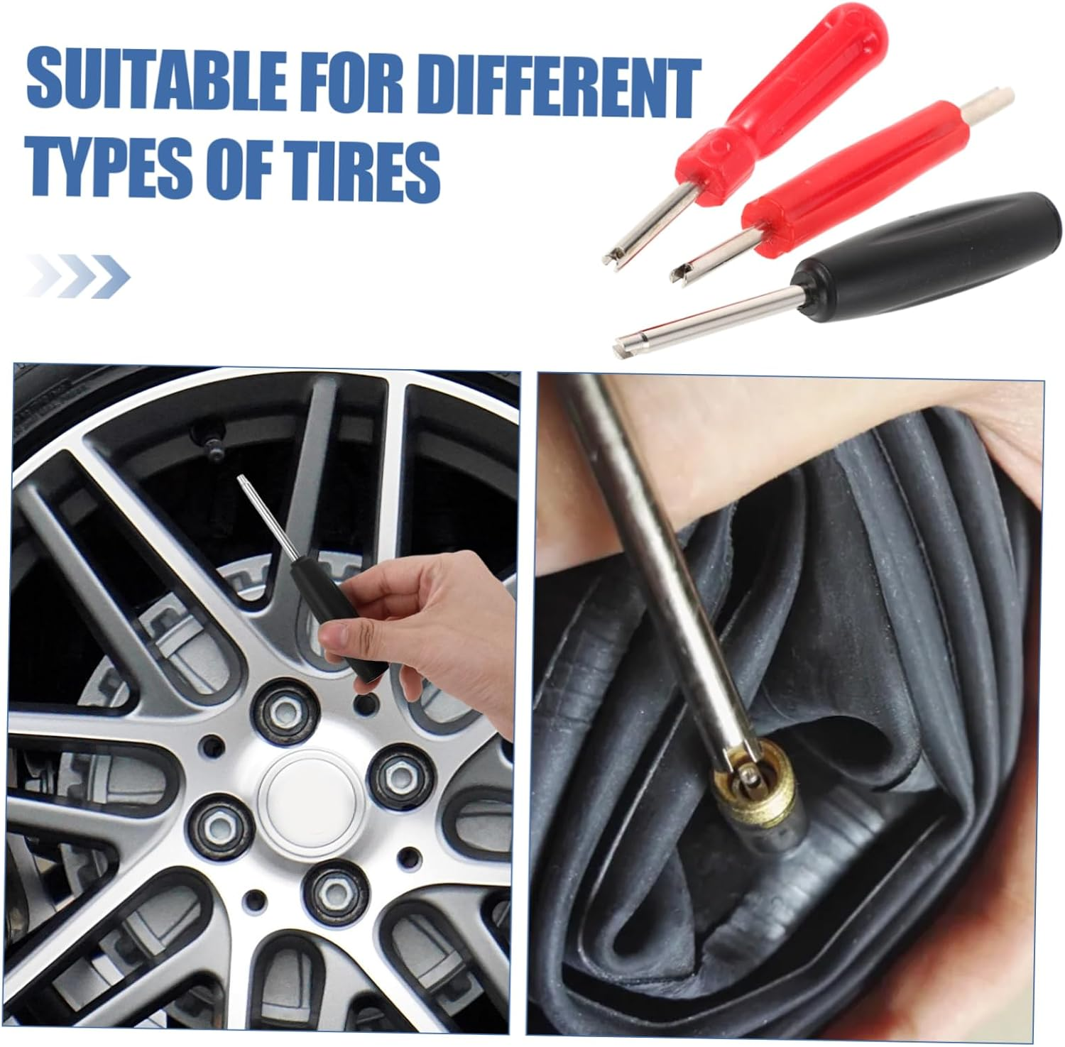 HORIALENCE 3Pcs Valve Core Tool Multi-Function Valve Stem Core Remover Tire Deflation Wrench for Automotive Maintenance Torque Wrench for Quick Tire Changes