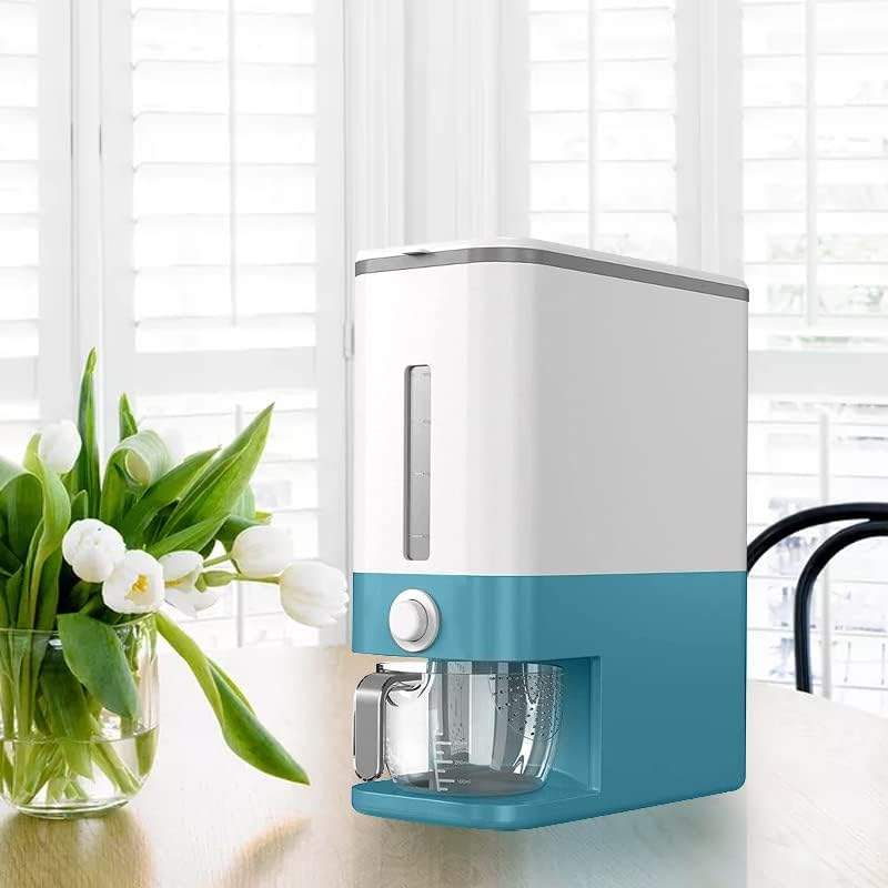 Auto Plastic Dry Food Storage Container Airtight Cereal Rice Lid Box Dispenser (Blue) image number 6