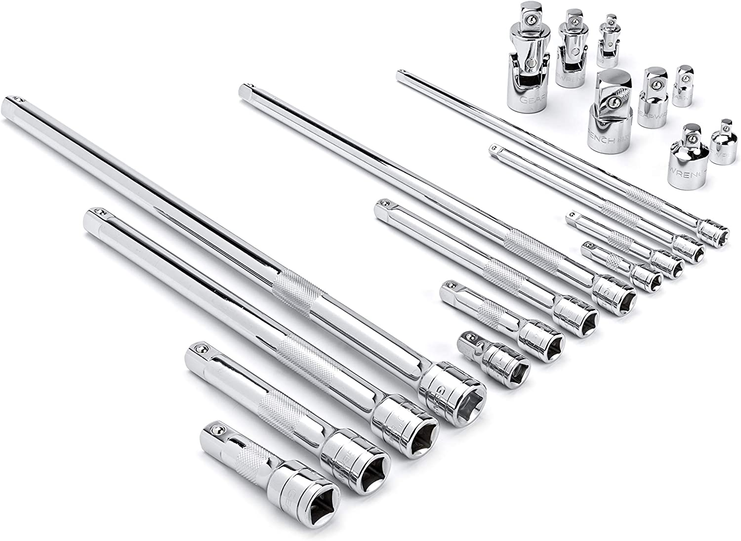 GEARWRENCH 20 Piece 1/4", 3/8", 1/2" Drive Extension, Universal Joint and Adapter Set - 81315A-07 image number 3
