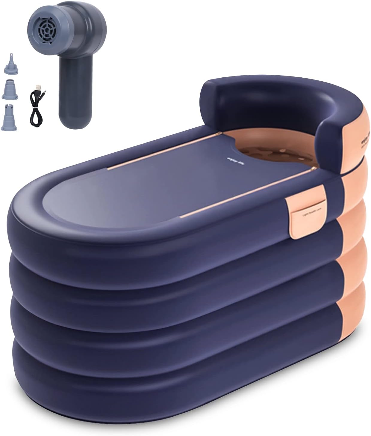 Inflatable Adult Bathtub, Freestanding Inflatable Bathtub with Wireless Electric Air Pump, 4 Layer Hot Tub Spa Bucket Inflatable Bath Tub, 160Cm Shower Stall,Freestanding Collapsible(Orange) image number 1