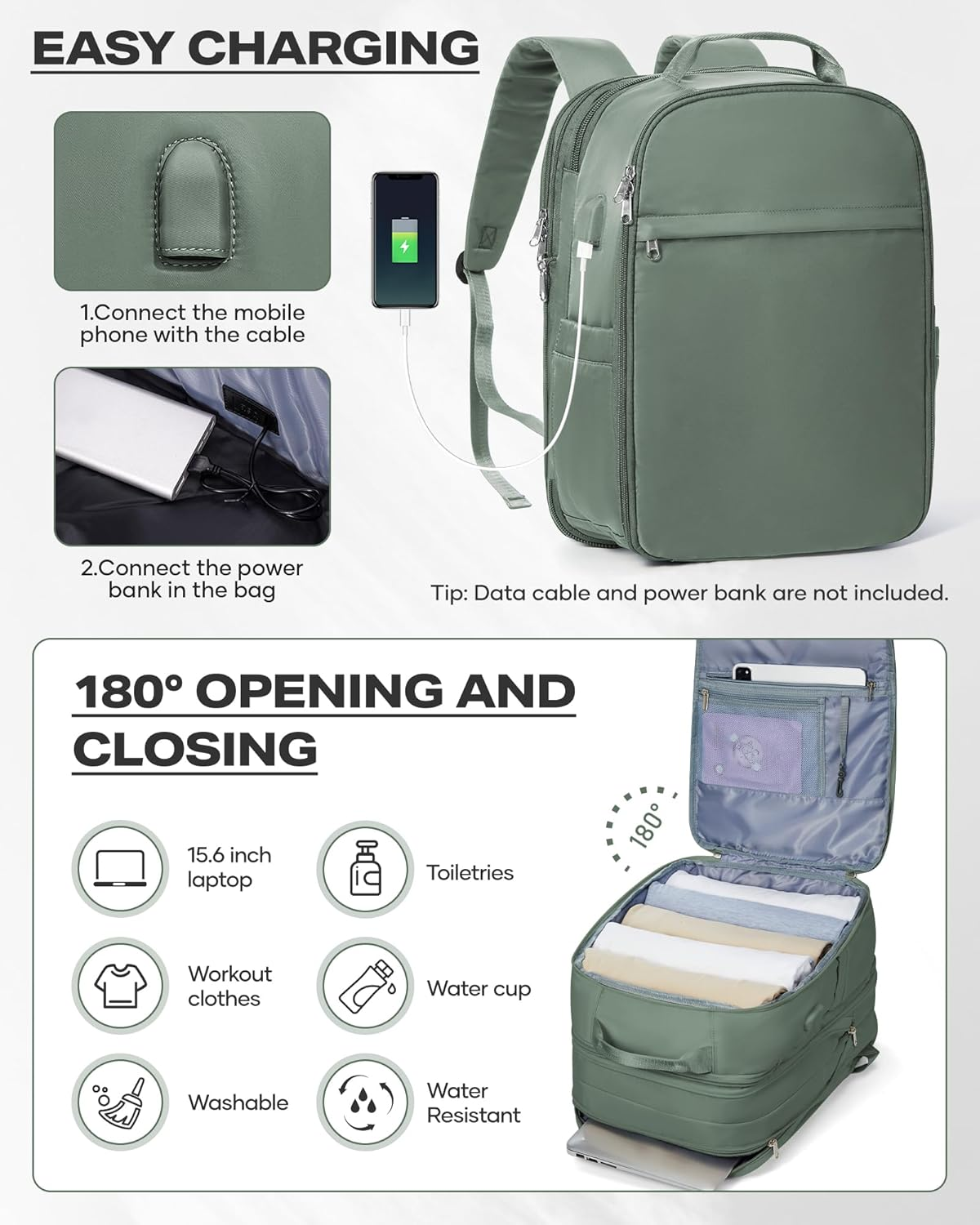 Wepadre Vacuum Backpack Travel with Pump Vacpack Expandable Travel Backpack with Vacuum System, Army Green, 1 Inch (Not Expanded) image number 6