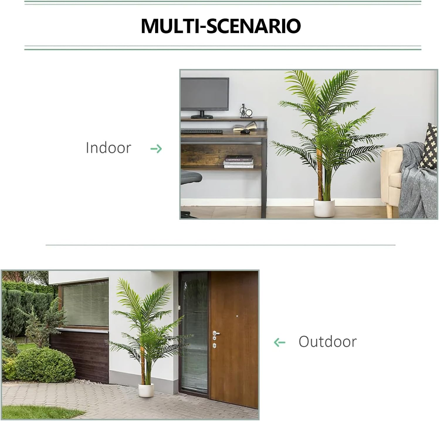 LUVAGD Artificial Palm Tree Sunflower Tree Greenery, Anti-Tilt Design, Ideal for Home and Office Indoor and Outdoor Decoration Choice (6.2Ft) image number 4