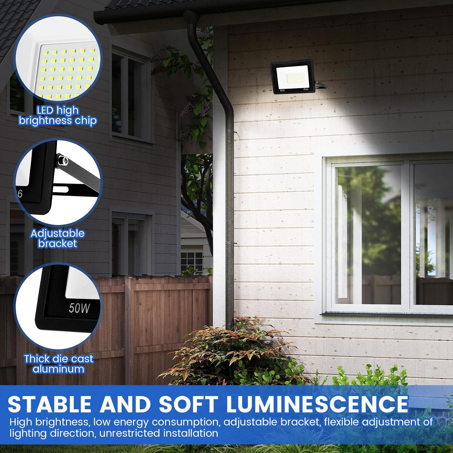 Led Floodlight Aluminium Outdoor Lighting High Brightness 100 W Non Glare Waterproof Linear Spotlight for Patio Deck Garden Facade(Black) image number 1