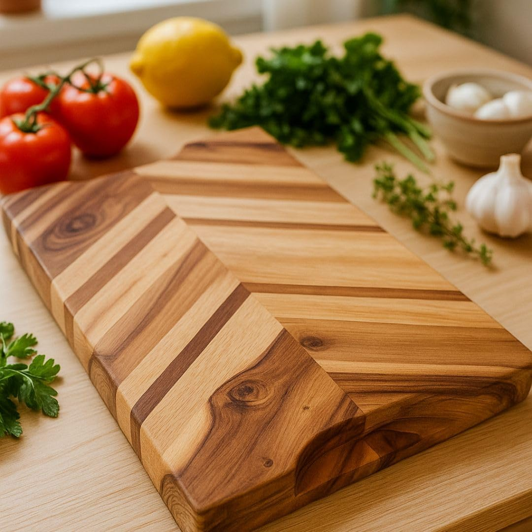 WOODECOR 45X30X3.8Cm End Grain Acacia Wood Chopping Board - Solid Timber Butcher Block for Kitchen, Non-Toxic & Knife-Friendly, Perfect for Housewarming image number 6