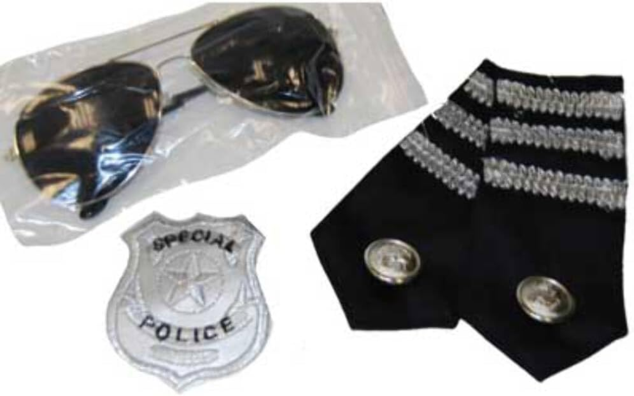 Police Costume Kit - Glasses, Epaulets & Badge