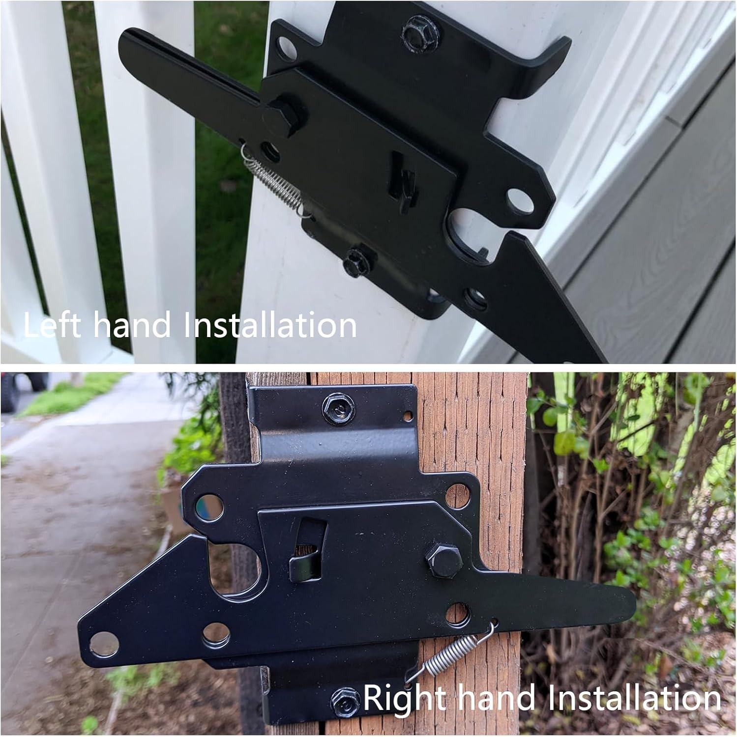 Wellmade Self-Locking Gate Latch Heavy Duty,Post Mount Automatic Gravity Lever Gate Lock/Door Latch for Wooden/Vinyl Fence with Fasteners,Garden Outdoor,Pool Gate, Black with Screws image number 5