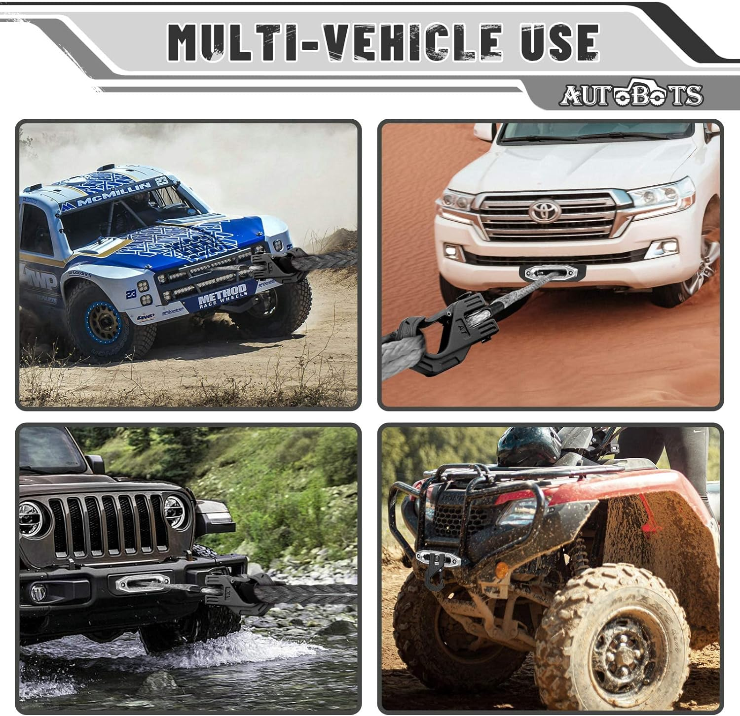 AUTOBOTS 3/8" Winch Hook Heavy Duty, Max 20 Ton (45,000 Lbs), Forged Steel ATV Winch Hook with Safety Latch, Winch Tow Clevis Slip Hook for Synthetic Rope Winch Cable ATV UTV, Black image number 1