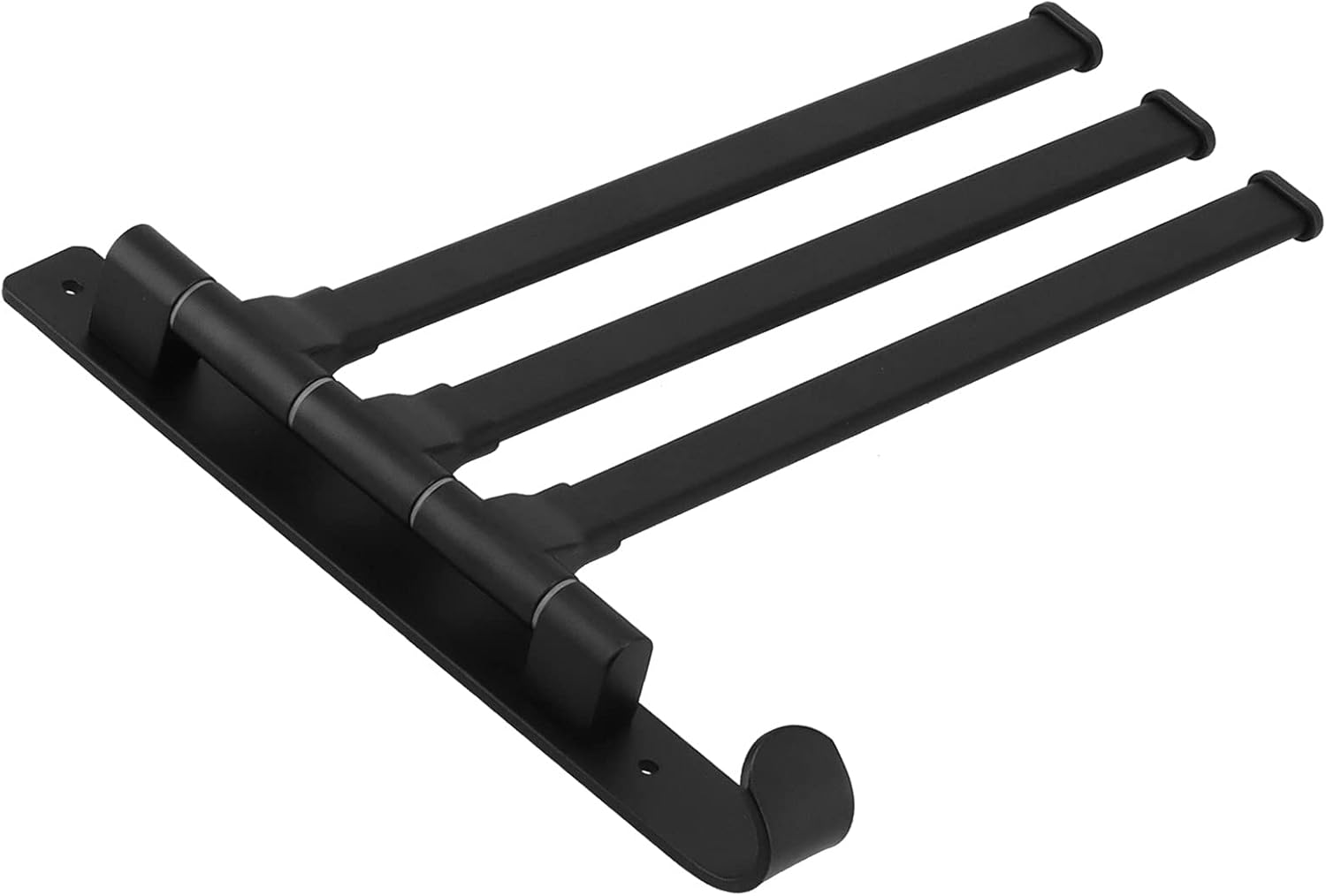 Fttowel Bar 12.6 3 -Arm Towel Holder Wallmounted,Premium Space Aluminum, Matte Black, Shelf