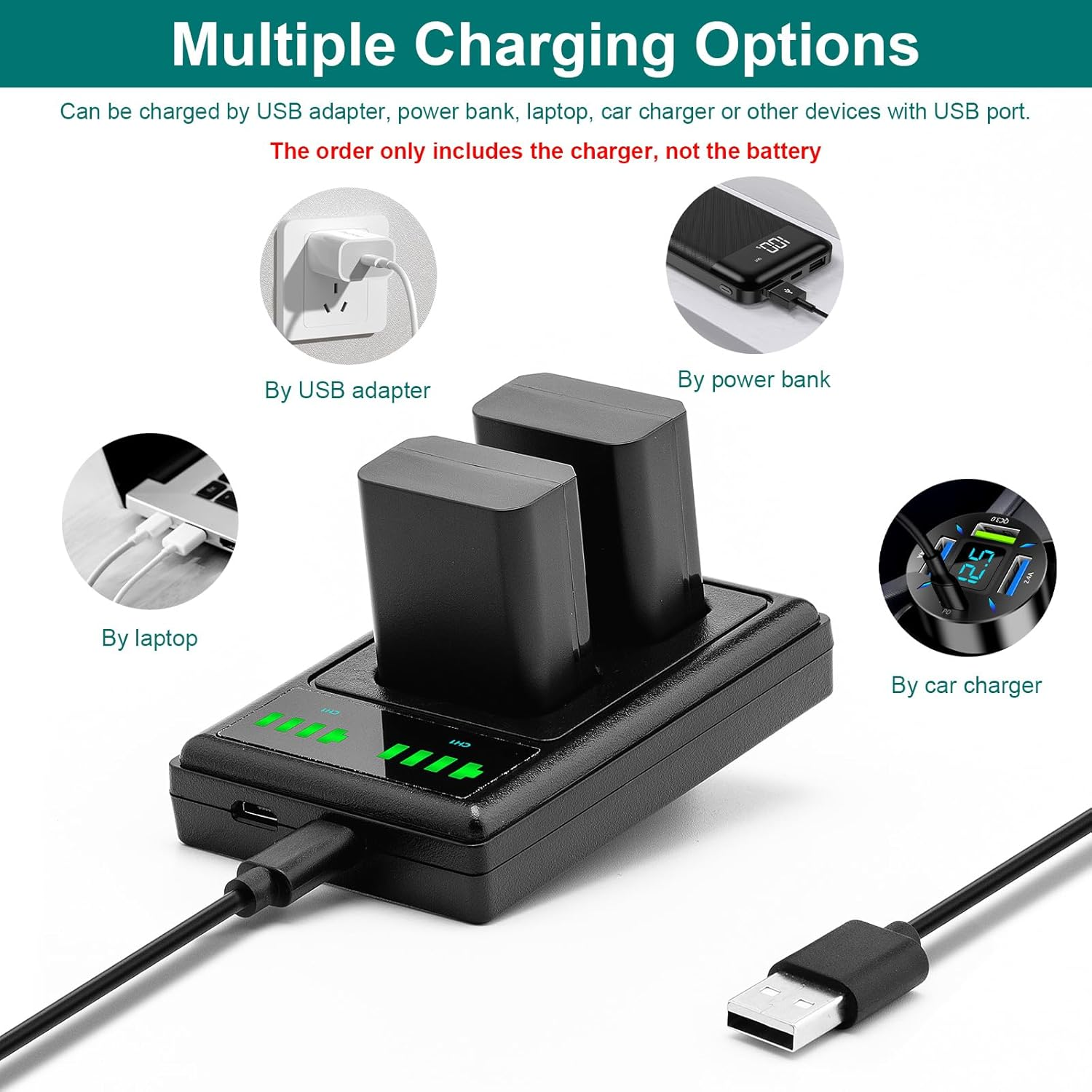 Marveleese Charger for NP-FW50 (USB Dual) - Compatible with Sony ZV-E10 ILCE Alpha 6000 6100 6300 6400 6500 A33 A35 A37 A55 | 7 7II 7R 7RII 7S II III | DSC RX10 | NEX Etc image number 3