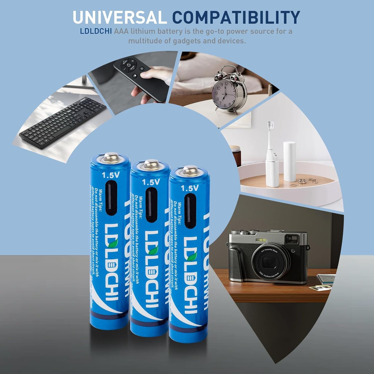 AAA Rechargeable Batteries 1.5V &ndash; 4 Pack Lithium, 1100Mwh High Capacity, 1000+ Cycles, with 4-In-1 USB Charging Cable image number 3