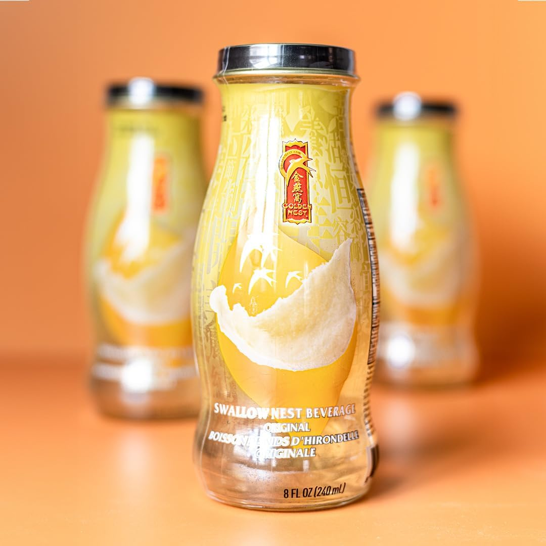 Golden Nest Premium Bird Nest Drink, Swallow Bird Nest, Rock Sugar - Made in USA, (燕窩) 6 Bottles X 240 Ml (8Oz) (Original)