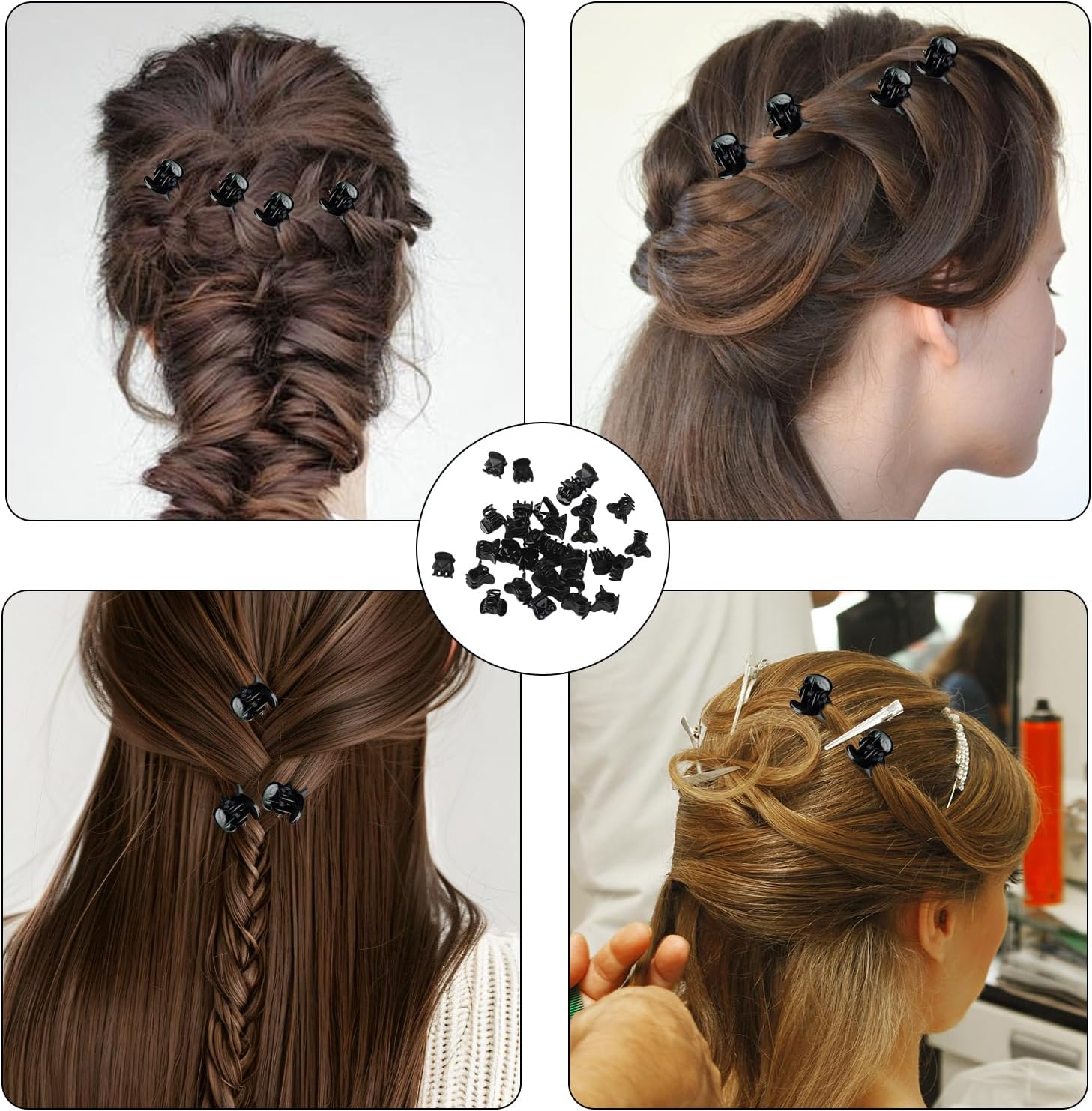 Pack of 50 Small Hair Clips, Mini Hair Clips, Black Plastic, Hair Clips Women, Hair Clips, Girls, Hair Clip, Small, Claw Clips, Non-Slip Handle, Jaw Clips, Hair Claw Clip for Hair Accessories image number 5