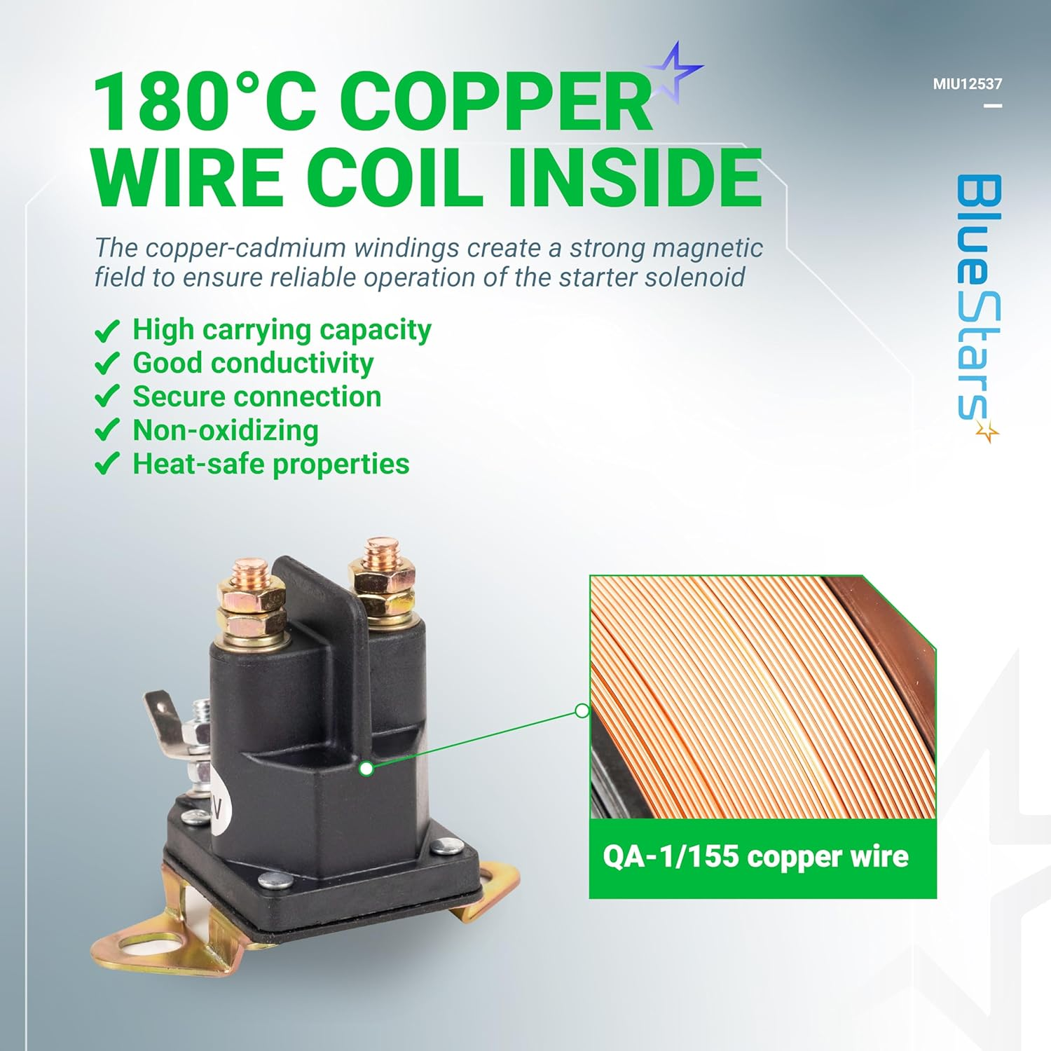 Bluestars MIU12537 Starter Solenoid - Compatible with John Deere S240 X300 X304 X305R X310 X320 X324 X350 X354 X360 X370 X380 X384 X390 X394 Lawn Tractors - Replaces 884-1221-210-02 892-1221-210