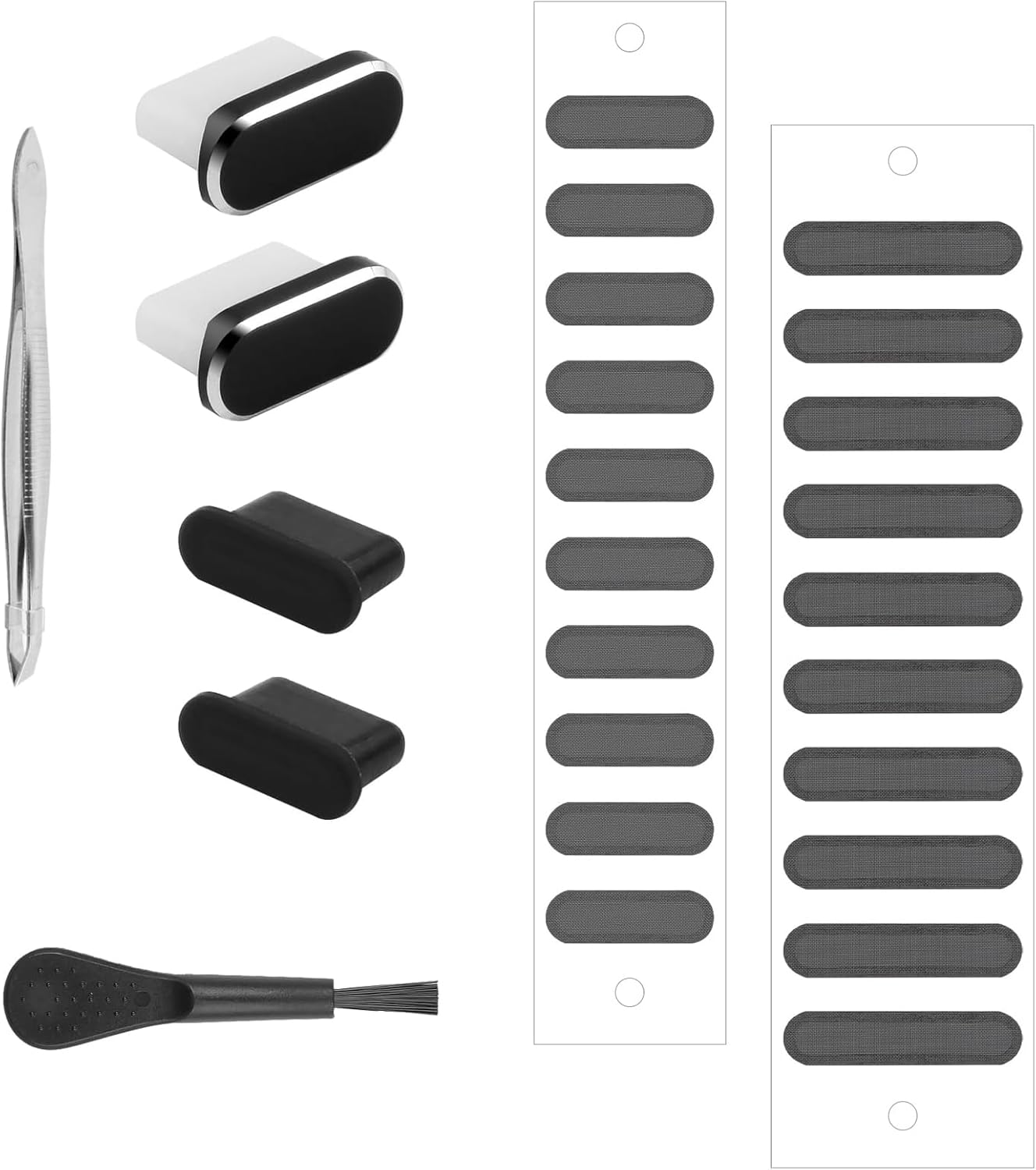 Yuannee Mobile Phone Dust Protection Kit, 8 Pieces Mobile Phone Dust Plug Dustproof Mesh Sticker Silicone Cover Speaker Grid Waterproof Dustproof Plug USB C Dust Protection for Mobile Phones