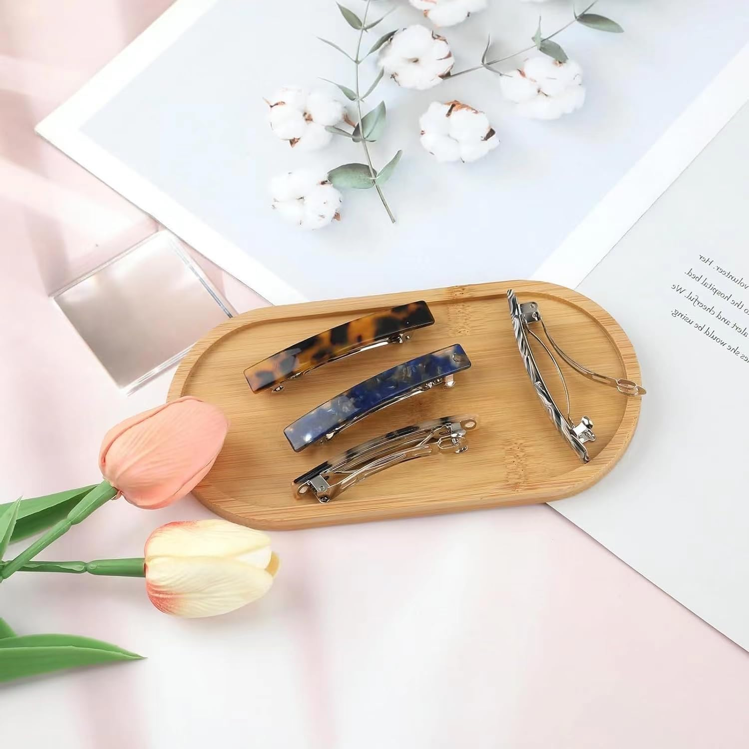 TOOGABBIE 4PCS Elegant Barrette Hair Clips for Women,French Hair Clip Set with Unique Designs, Tortoise Shell Celluloid Rectangle Hair Clips for Any Occasion image number 4