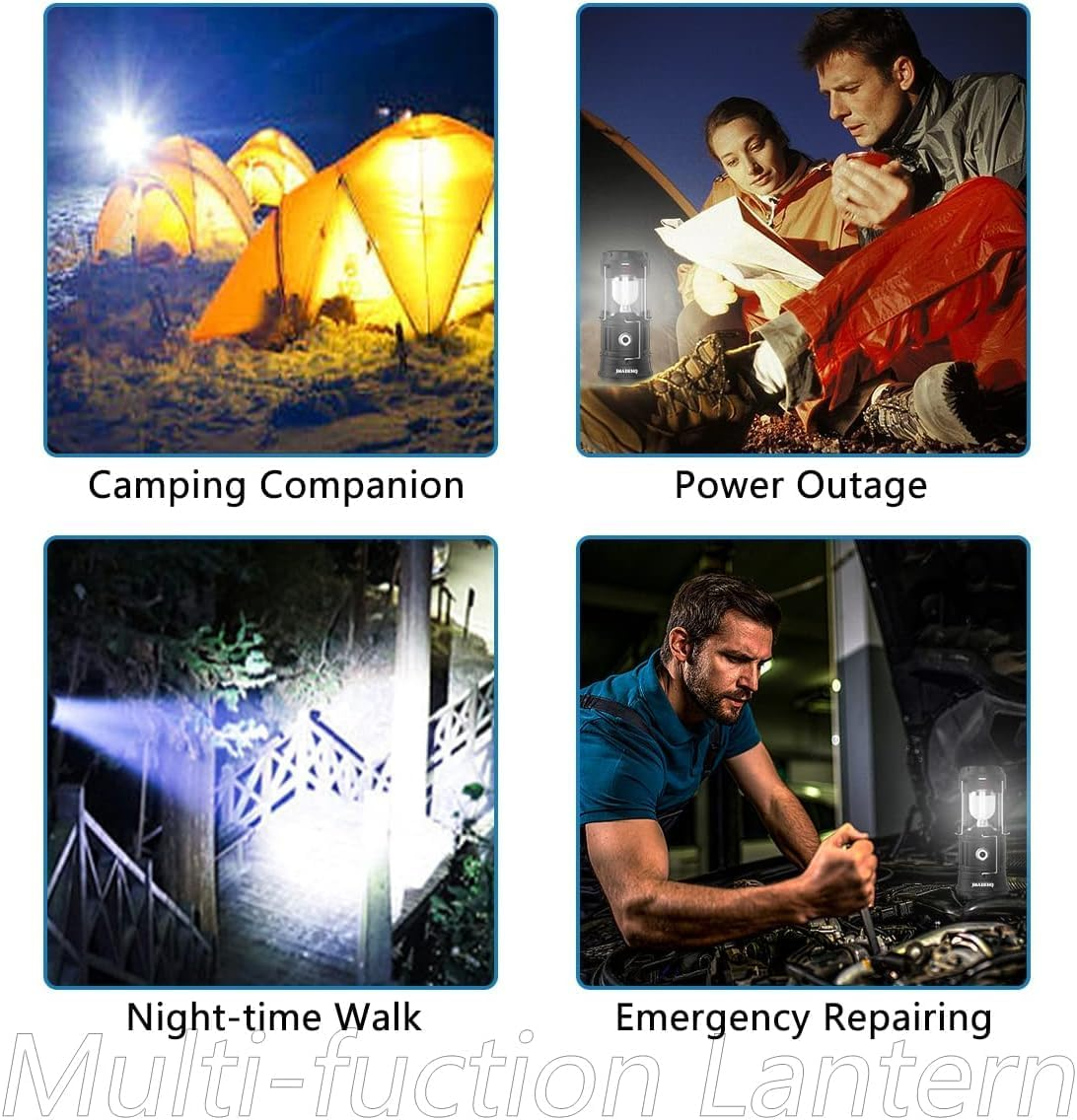 2025 Upgrade Solar Powered Camping Lantern, Flashlights Charging for Phone, USB Rechargeable LED Camping Lantern, Collapsible & Portable for Emergency, Hurricanes, Power Outage, Storm (Black*1) image number 3