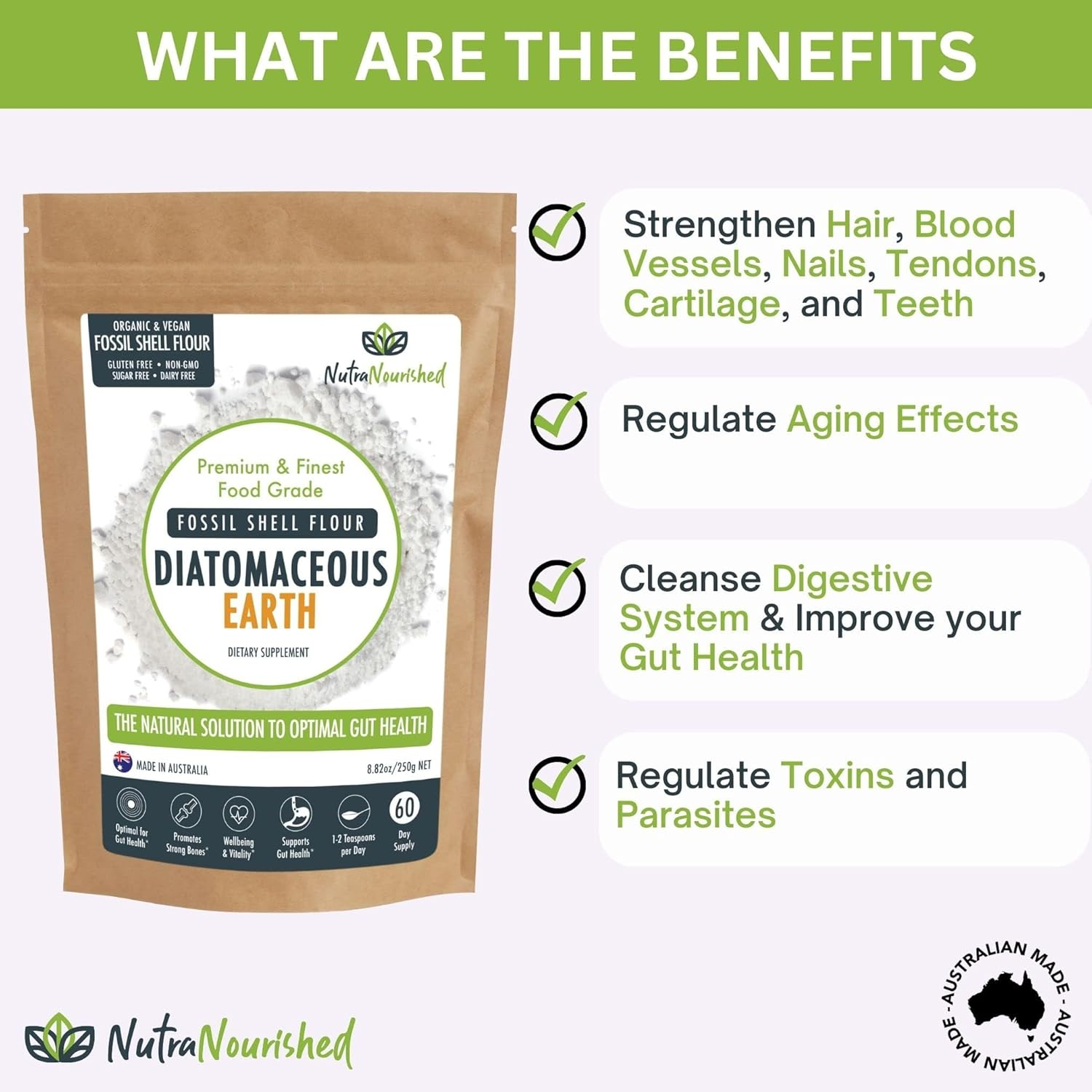 Food Grade Diatomaceous Earth 250G - Fossil Shell Flour Powder for Detoxification, Digestive Health, and Natural Wellness - Organic and Silica Rich Mineral Supplement image number 5