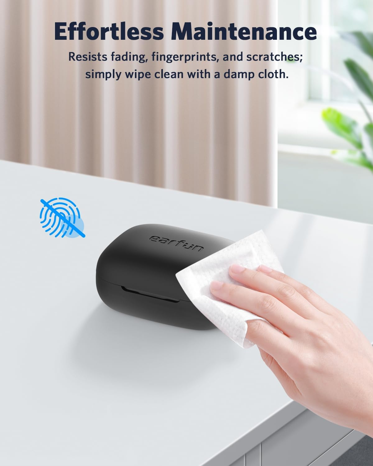 【Earfun Official】 Protective Case Cover for Earfun Air Pro 4 Earbuds, Soft Silicone Protective Case with Keychain, Shock-Proof, Supports Wireless Charging, Black