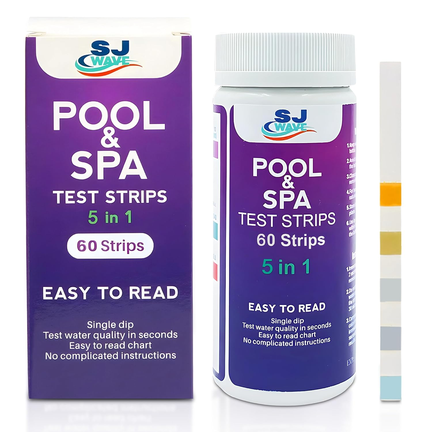 Pool & Spa Hot Tub Test Strips - 7 in 1 Pool & Spa Test Strips for Hot Tub Detects Ph, Chlorine, Bromine, Hardness, Alkalinity, Cyanuric Acid | Ph Test Strips | 100 Pool Testing Strips