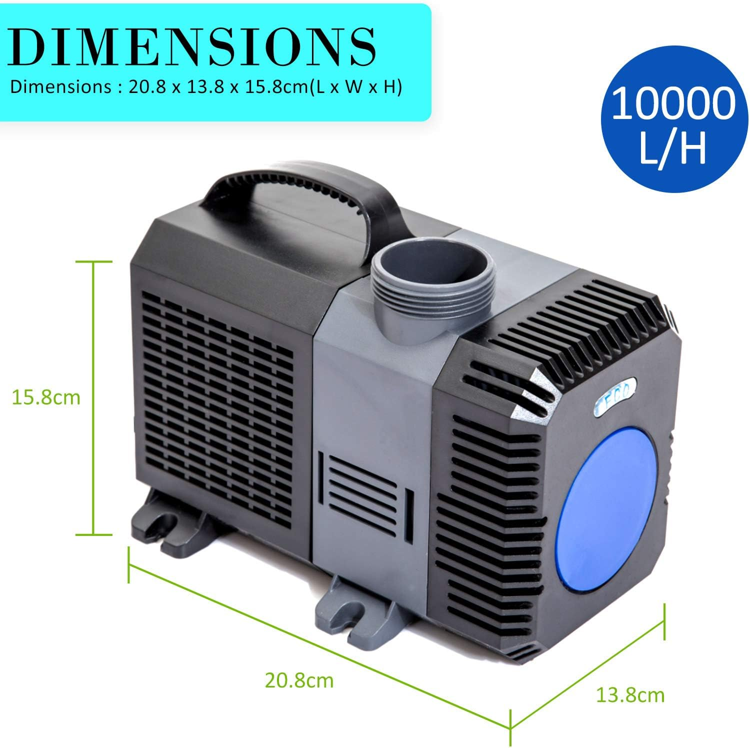 Dynamic Power 10,000L/H Submersible Aquarium Pond Water Pump, 80W, 6M Lift Height, Ultra-Quiet Energy Efficient Pump for Freshwater & Saltwater Fish Tanks, Fountains, Hydroponics, Koi Ponds image number 1