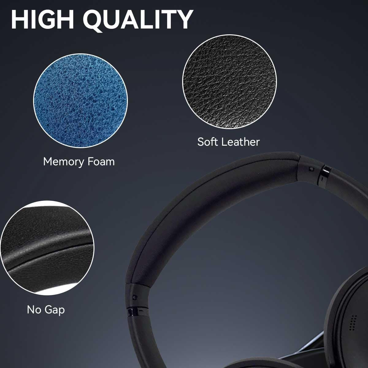 T Tersely Replacement Headband Pad for Bose Quietcomfort QC45 QCSE QC35II QC35 Headband Cushion Cover with Protein Leather& Memory Foam (Black) image number 2