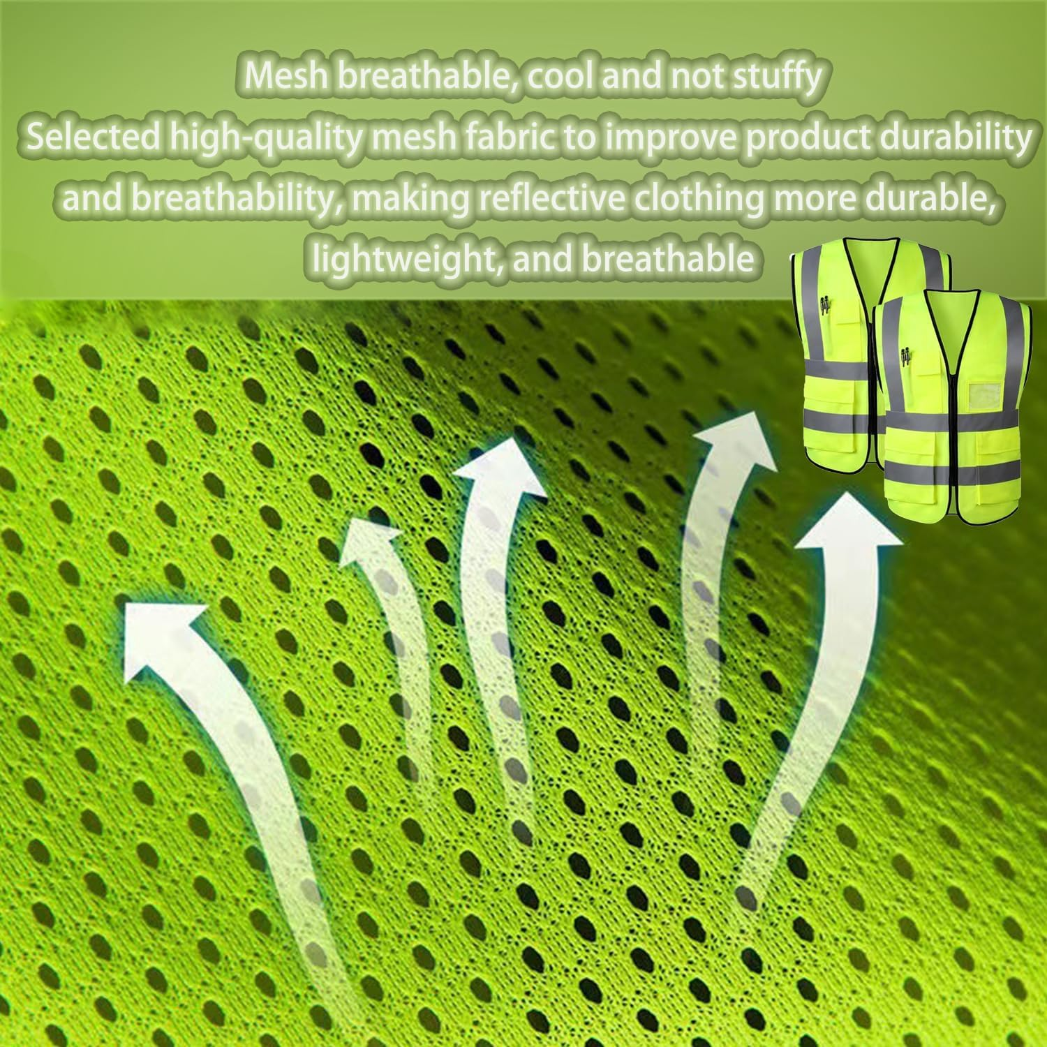 Roczential Men'S and Women'S Two-Piece Reflective Safety Vest, High Visibility Safety Vest with Pocket Zipper on the Front image number 5