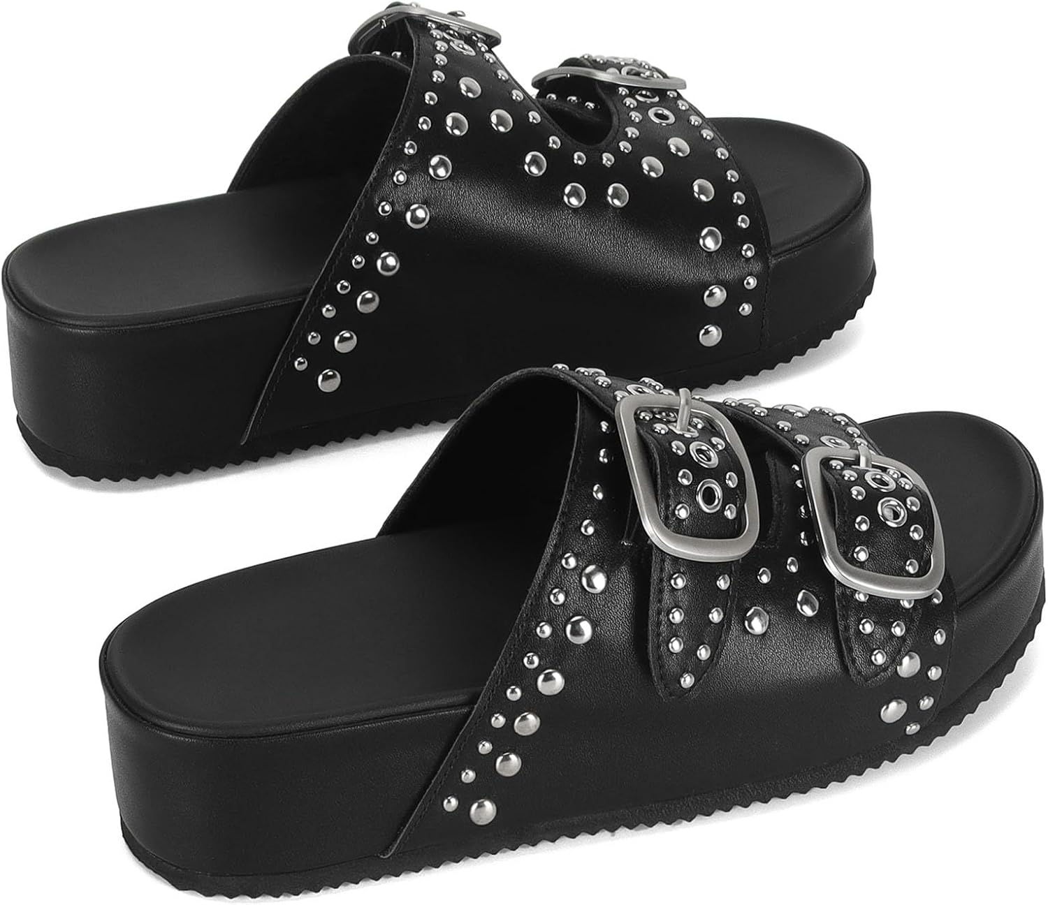 MICIFA Raffia Platform Sandals for Women Crochet Wedges Cute Comfortable Woven Flats Sandals with Buckle Open Toe Casual Straw Sandals Shoes image number 2