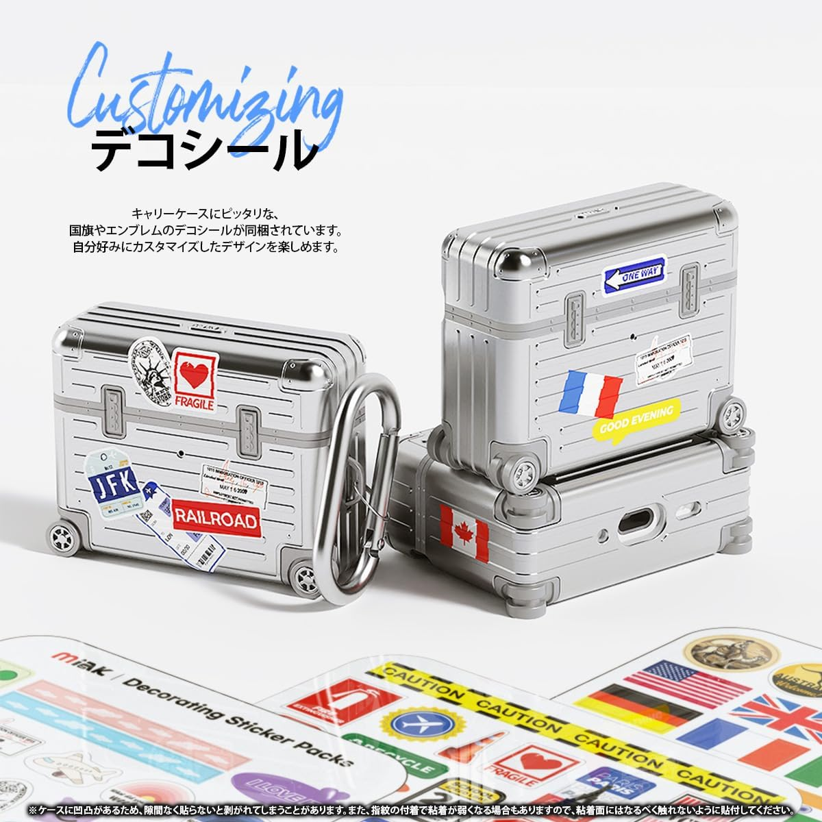 Miak for Airpods Pro 3 Case, 3Rd Generation, Carrying Case [Separate Structure, Shockproof, Double Layer, Polycarbonate, Thermoplastic Polyurethane (TPU), Carabiner Included, Decal, LED Display image number 5