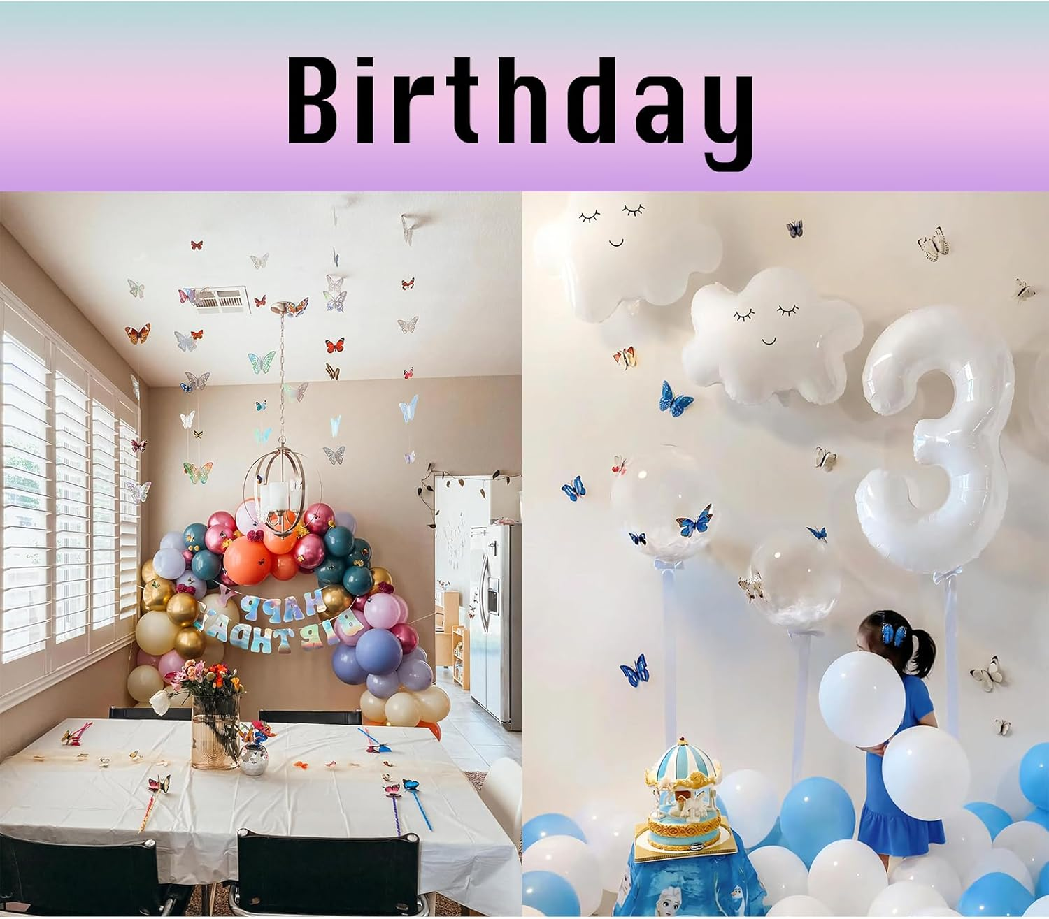 3D Butterfly Wall Decals, Removable Magnetic & Self-Adhesive, 72 Pcs Double-Layered Wings for Home Decor, Parties, Bedroom, Office (Multicolor) image number 1