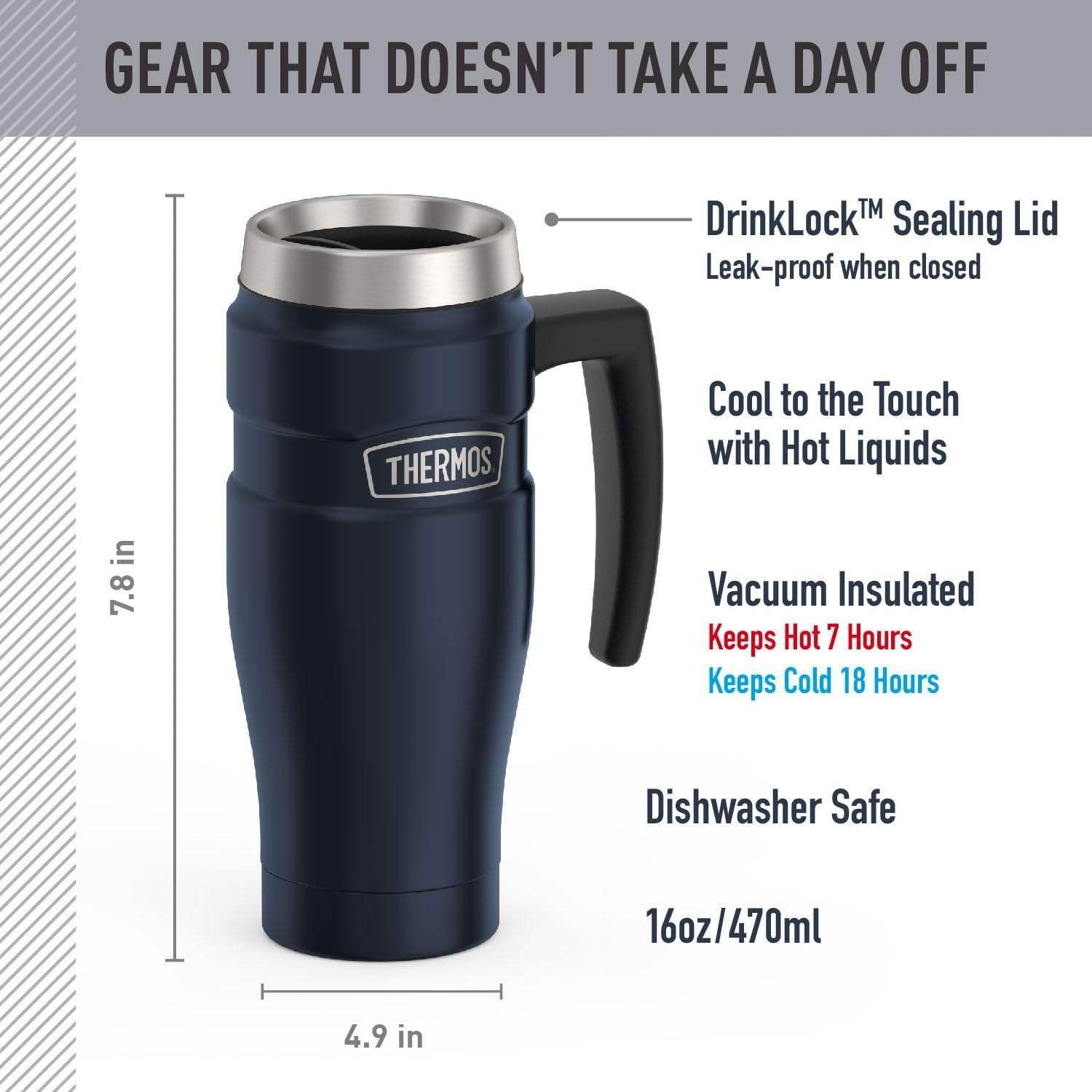 Thermos Stainless King Vacuum-Insulated Travel Mug, 16 Ounce, Midnight Blue image number 4