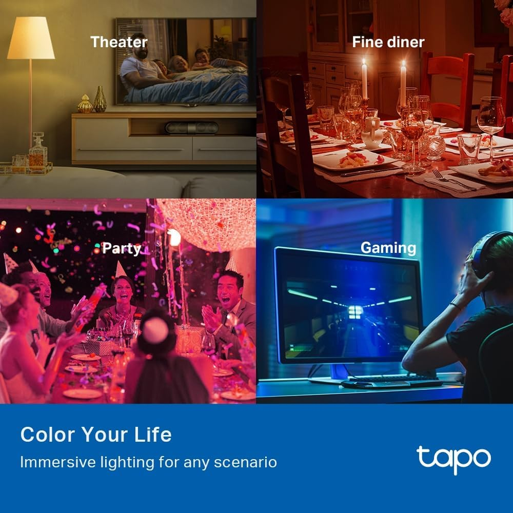 Tapo Tp-Link Smart Wi-Fi Light Bulb, 4-Pack, Multicolour, E27, 60W Equivalent, Schedule & Timer, Voice Control, Remote Control, No Hub Required (Tapo L530E(4-Pack)) image number 3