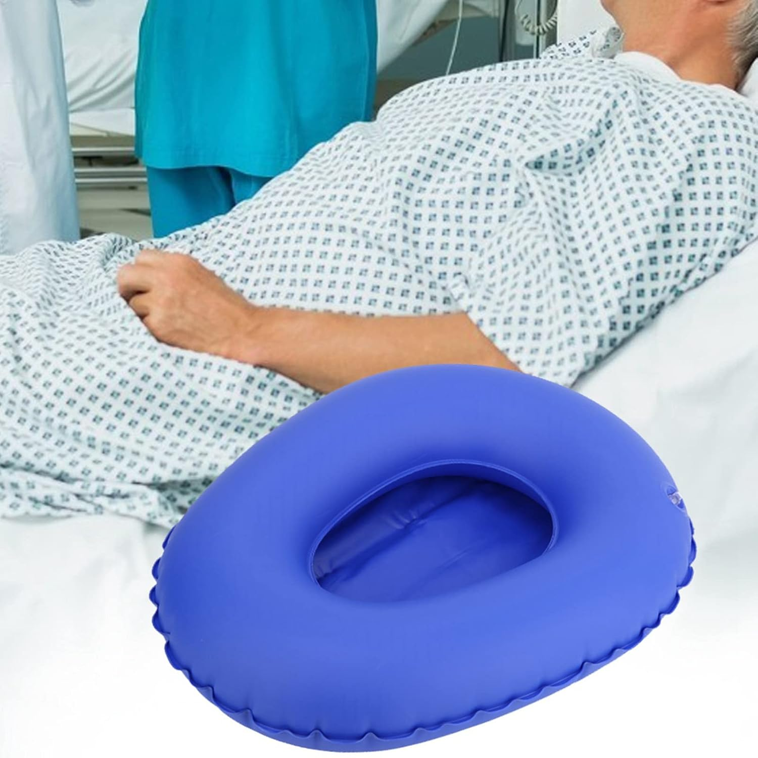 Inflatable Bed Pan with Air Pump, PU Bedpan for Patients, Elderly & Post-Surgery Care,Ergonomic Pressure Relief, Portable & Easy Clean image number 5