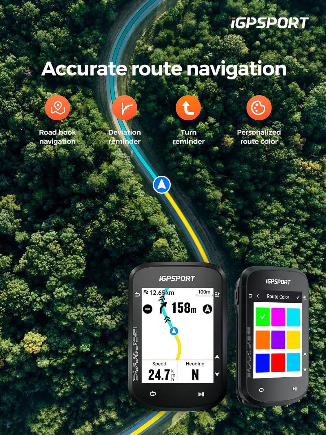 Igpsport BSC200S Bike Computer,Route Navigation,2.4 Inch Colorful Screen,Continuous Ride Logging,Motion Detection,100+Types of Data, Ipx7,Bluetooth 5.0 & Ant+,Intelligent Notification,Strava Sync image number 4