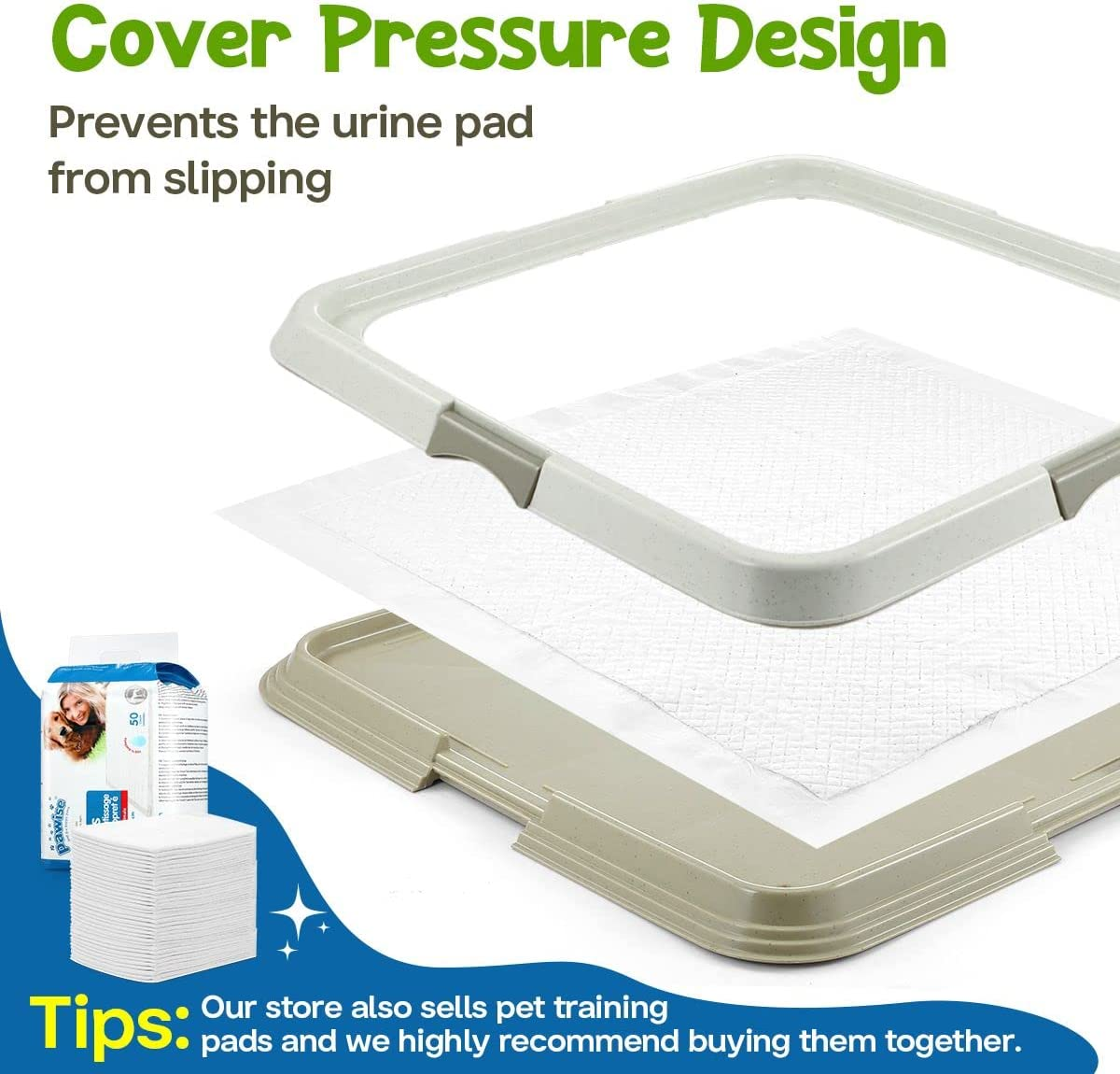 60X60Cm Pet Dog Training Pad Holder Tray Pet Pee Pads Indoor Puppy Potty Training Tray Portable Trainer image number 3