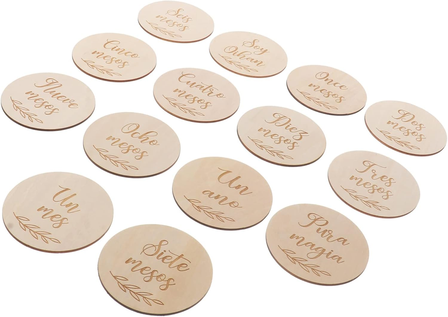 Yardwe 28 Pcs Wooden Monthly Milestone Cards Photography Props Newborn Photo Announcement Shower Gift Souvenir with Wood Grain image number 6