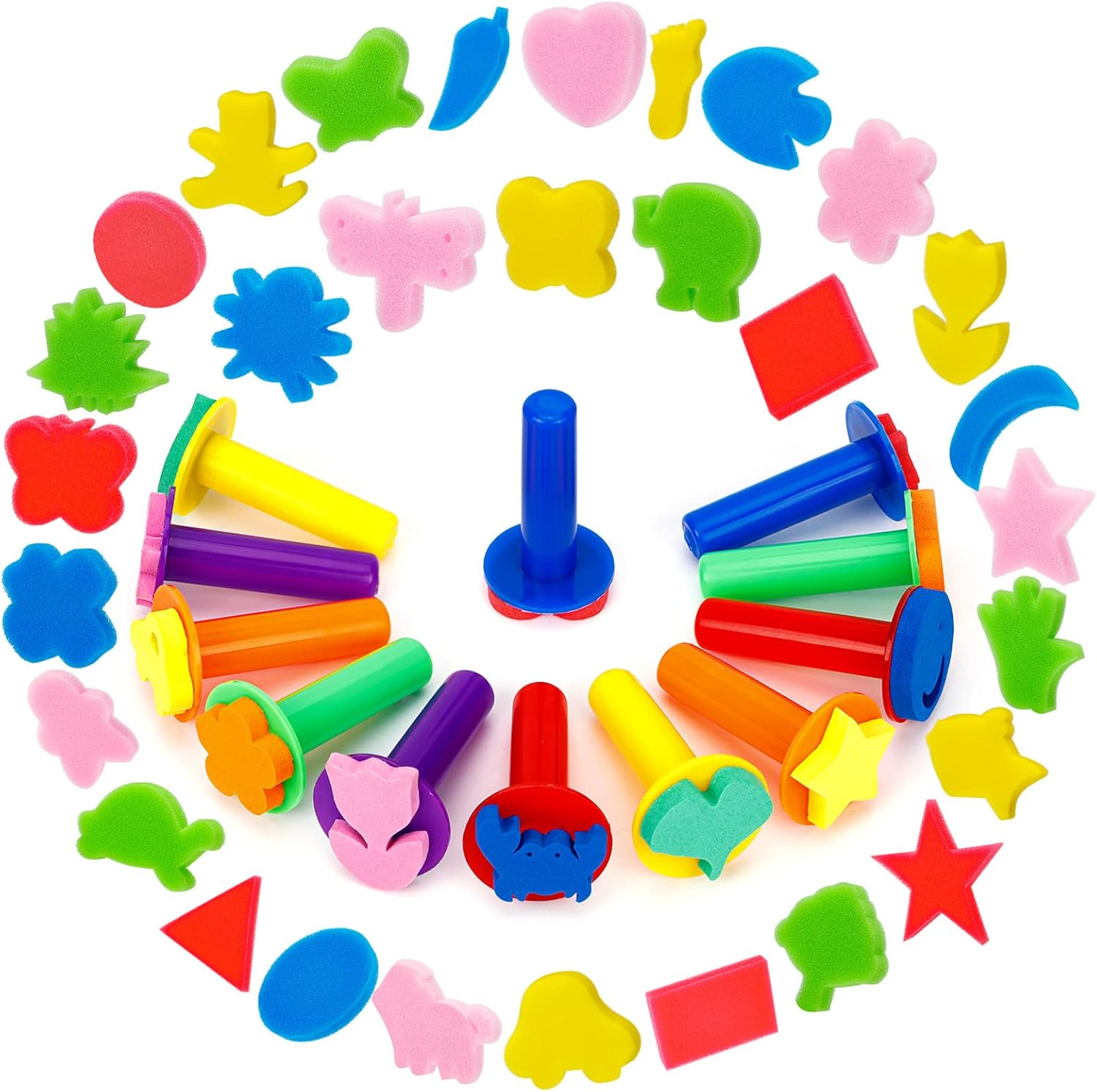 42Pcs Sponge Painting Shapes EVA Sponge Painting Stamper, Painting Craft Sponge for Toddlers Assorted Pattern Early Learning Sponge for Kids image number 3