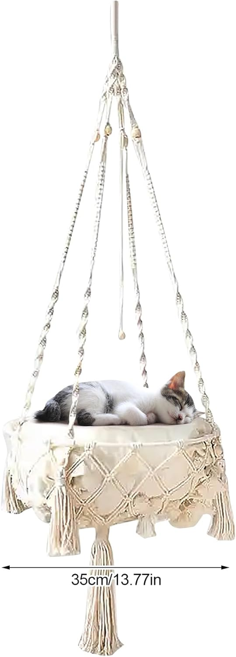 Cat Hammock Wall Mounted, Hand Woven Cat Hammock Bed, Macrame Hanging Wall Rope Cat Bed for Sleeping, Climbing (35 Cm) image number 4