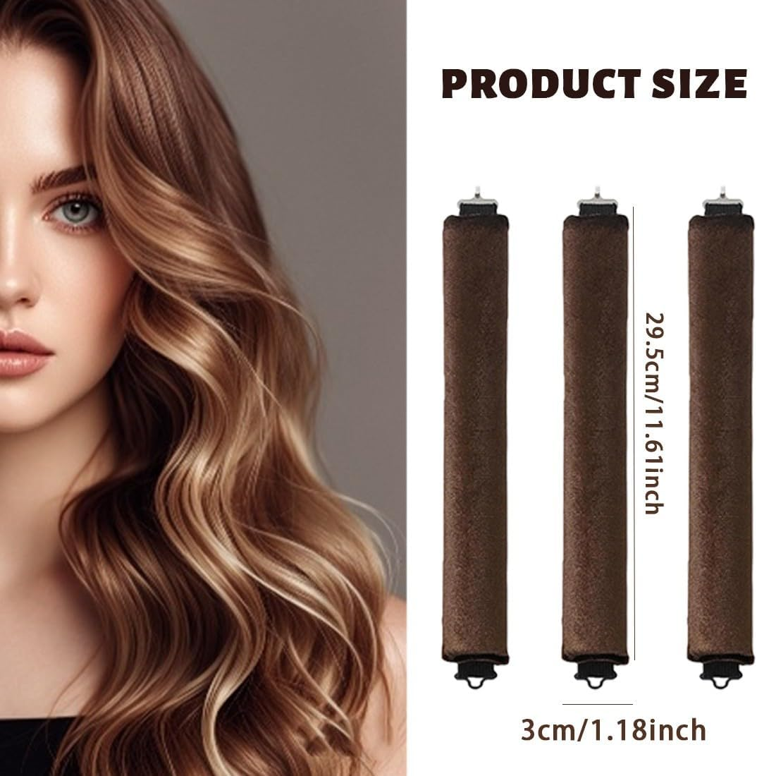 ZEPIQOR Pack of 4 Heat-Free Curlers, Heatless Curls Band, Curlers Overnight with Hooks, Overnight Blowout Curls without Heat, Curlers Heatless Curls for All Hair Types (Brown) image number 1