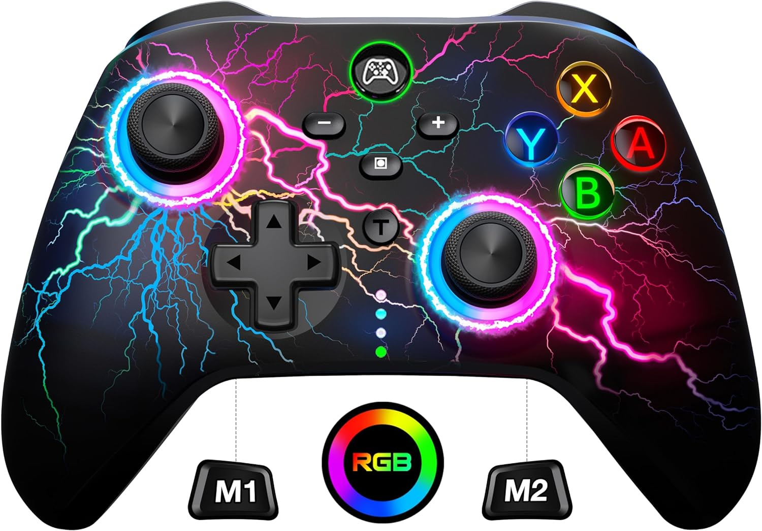 Wireless Switch Pro Controller for Nintendo Switch Controller/Lite/Oled, Cool RGB Wired PC Game Joysticks-Wireless Ios/Android Remote with LED Light/Programmable Nintendo Switch Accessories image number 1