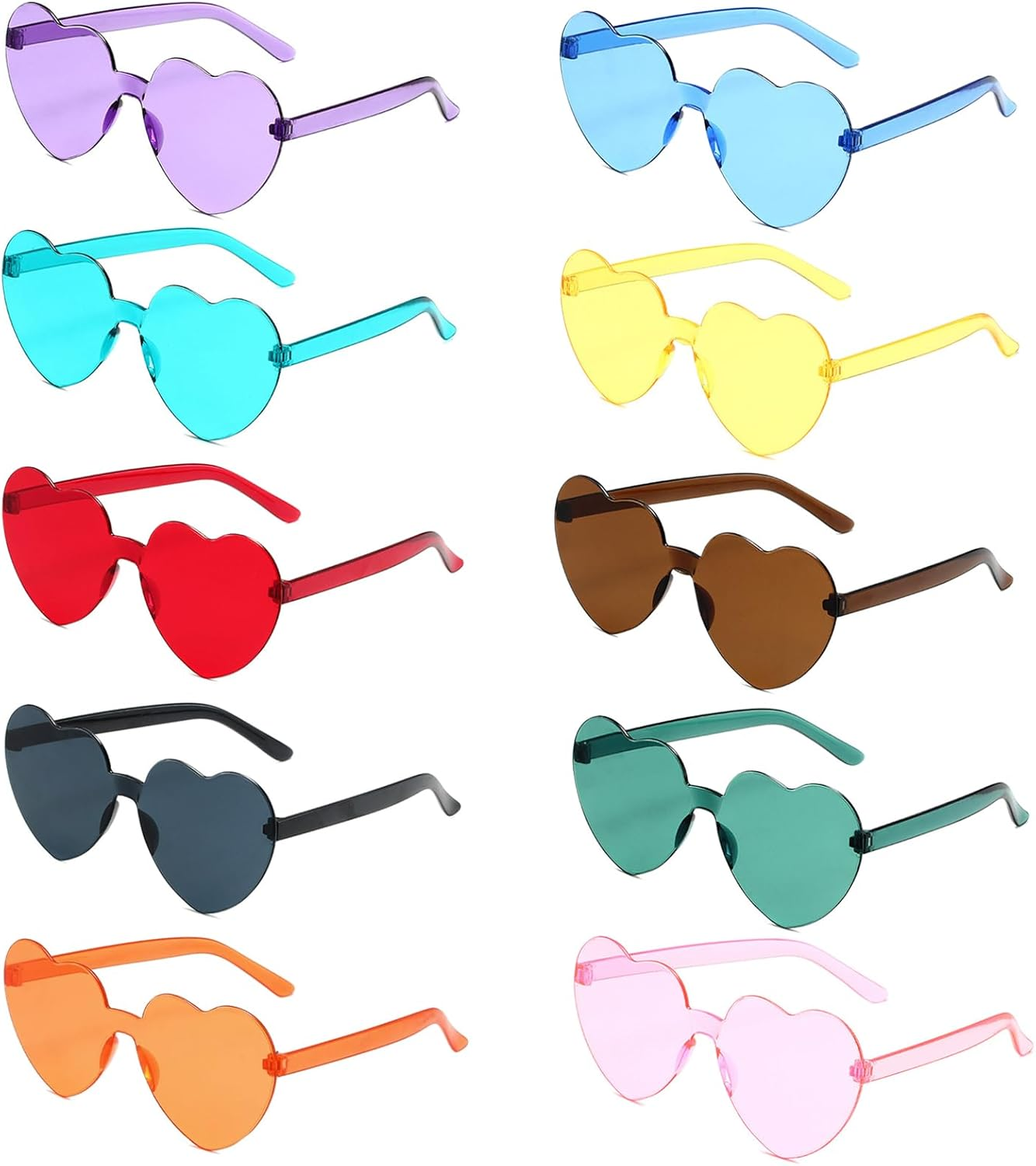 Jotia Heart Sunglasses, Heart Shaped Sunglasses for Women Rimless Transparent Candy Color Heart Glasses Funny Party Glasses Colorful Glasses