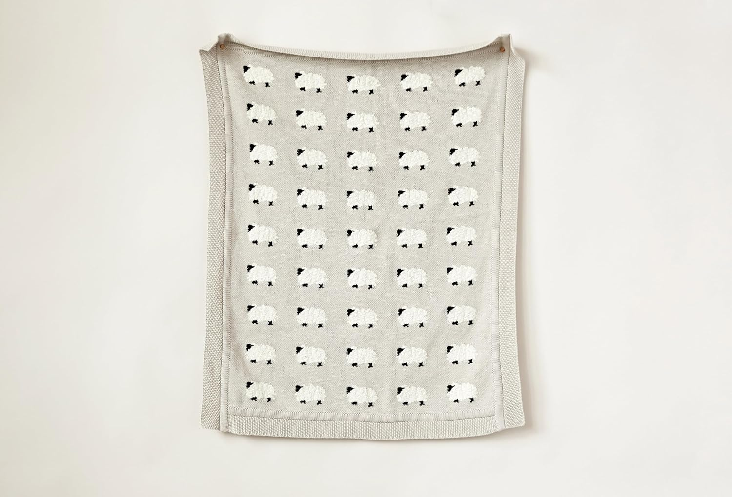 Creative Co-Op Grey Cotton Knit Sheep Blanket image number 3